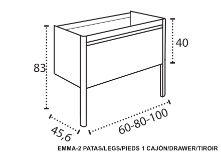 Modelo Emma 2 Patas 1 cajón