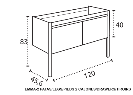 Modelo Emma 2 Patas 2 cajones