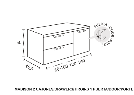 Modelo Madison 2 cajones 1 puerta