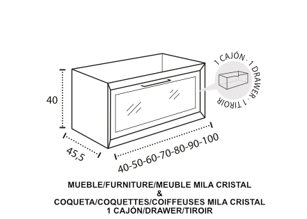 Modelo Mila Cristal 1 Cajón